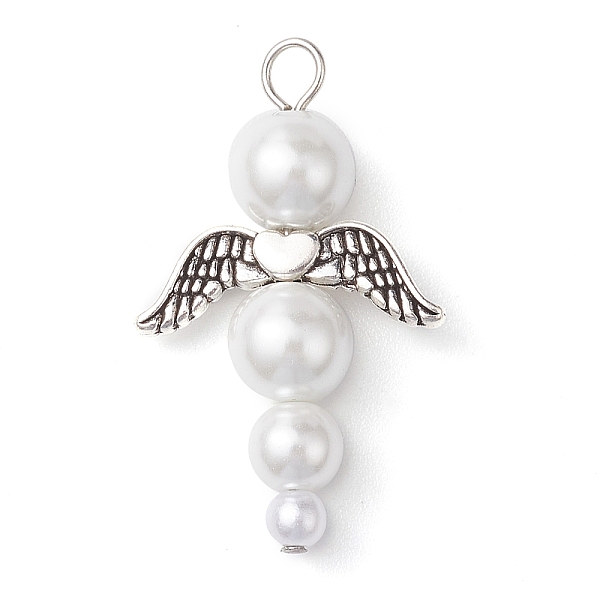 PandaHall Glass Pearl Pendants, with Alloy Charms, Angel, White, Antique Silver & Platinum, 33x20x8mm, Hole: 3.2mm Alloy+Glass Angel & Fairy...
PandaHall Glass Pearl Pendants, with Alloy Charms, Angel, White, Antique Silver & Platinum, 33x20x8mm, Hole: 3.2mm Alloy+Glass Angel & Fairy...