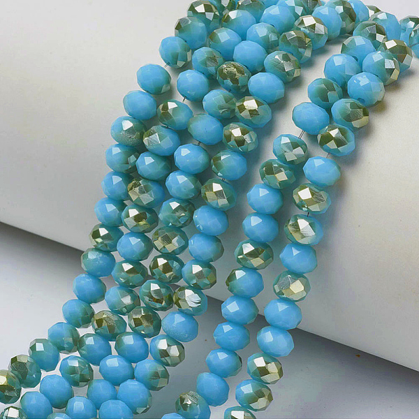 PandaHall Electroplate Opaque Solid Color Glass Beads Strands, Half Plated, Rainbow Plated, Faceted, Rondelle, Deep Sky Blue, 8x6mm, Hole...
PandaHall Electroplate Opaque Solid Color Glass Beads Strands, Half Plated, Rainbow Plated, Faceted, Rondelle, Deep Sky Blue, 8x6mm, Hole...