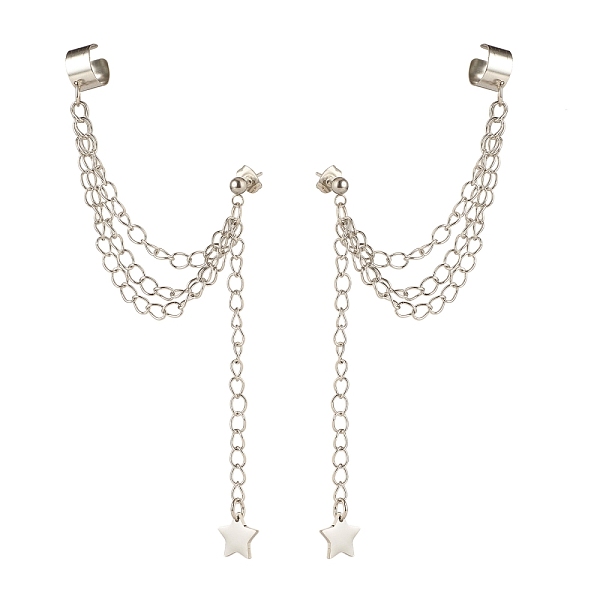 PandaHall 304 Stainless Steel Safety Chains Dangle Stud Earrings with Ear Cuff, Star Tassel Long Drop Earrings for Women, Stainless Steel...
PandaHall 304 Stainless Steel Safety Chains Dangle Stud Earrings with Ear Cuff, Star Tassel Long Drop Earrings for Women, Stainless Steel...