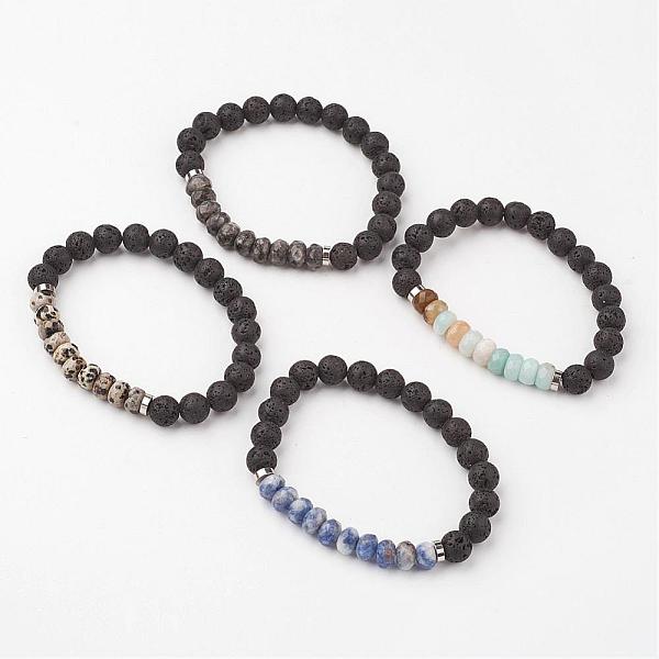 PandaHall Natural Gemstone Stretch Bracelets, with Lava Rock Beads and Brass Spacer Beads, Abacus and Round, Faceted, 54mm(2-1/8 inch) Mixed...
PandaHall Natural Gemstone Stretch Bracelets, with Lava Rock Beads and Brass Spacer Beads, Abacus and Round, Faceted, 54mm(2-1/8 inch) Mixed...