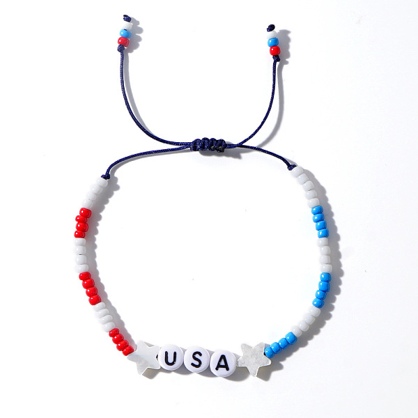 PandaHall USA Flag Glass Beaded Bracelet for Couples with American Style Glass
PandaHall USA Flag Glass Beaded Bracelet for Couples with American Style Glass