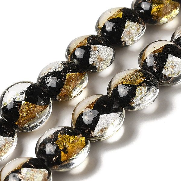PandaHall Handmade Gold Sand and Silver Sand Lampwork Flat Round Beads, Black, 14~14.5x8.5~9mm, Hole: 1.6~1.8mm Gold & Silver Foil Flat...
PandaHall Handmade Gold Sand and Silver Sand Lampwork Flat Round Beads, Black, 14~14.5x8.5~9mm, Hole: 1.6~1.8mm Gold & Silver Foil Flat...