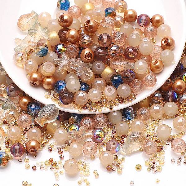 PandaHall Glass Beads, Round & Starfish & Fish & Rondelle, Mixed Style, Peru, 2~14x2~10x1~8.5mm, Hole: 0.8~1.5mm Glass Mixed Shapes Brown
PandaHall Glass Beads, Round & Starfish & Fish & Rondelle, Mixed Style, Peru, 2~14x2~10x1~8.5mm, Hole: 0.8~1.5mm Glass Mixed Shapes Brown