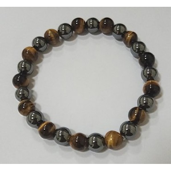 PandaHall Natural Tiger Eye Stretch Bracelets, with Non-Magnetic Synthetic Hematite, 2-1/4 inch(56mm) Tiger Eye
PandaHall Natural Tiger Eye Stretch Bracelets, with Non-Magnetic Synthetic Hematite, 2-1/4 inch(56mm) Tiger Eye
