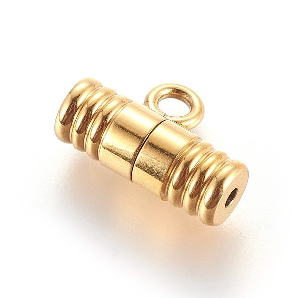 PandaHall 304 Stainless Steel Screw Clasps, Ion Plating (IP), with Loop, Column, Golden, 13x18x7mm, Hole: 2mm and 3mm 304 Stainless Steel
PandaHall 304 Stainless Steel Screw Clasps, Ion Plating (IP), with Loop, Column, Golden, 13x18x7mm, Hole: 2mm and 3mm 304 Stainless Steel