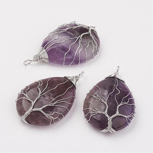 PandaHall Natural Amethyst Big Pendants, teardrop, Brass Wire Wrapped Pendants, Platinum, 50~55x31x11mm, Hole: 5mm Amethyst Teardrop
PandaHall Natural Amethyst Big Pendants, teardrop, Brass Wire Wrapped Pendants, Platinum, 50~55x31x11mm, Hole: 5mm Amethyst Teardrop