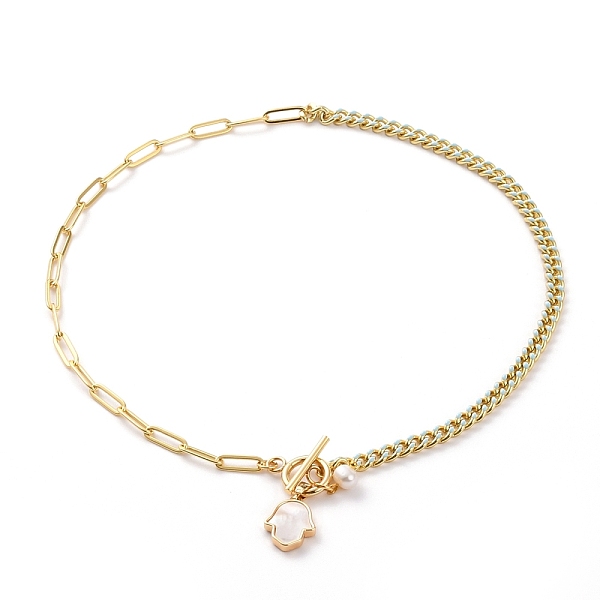 PandaHall Natural Shell Hamsa Hand Pendant Necklaces, with Natural Pearl Beads, Brass Enamel Curb Chains, Brass Paperclip Chains and 304...
PandaHall Natural Shell Hamsa Hand Pendant Necklaces, with Natural Pearl Beads, Brass Enamel Curb Chains, Brass Paperclip Chains and 304...