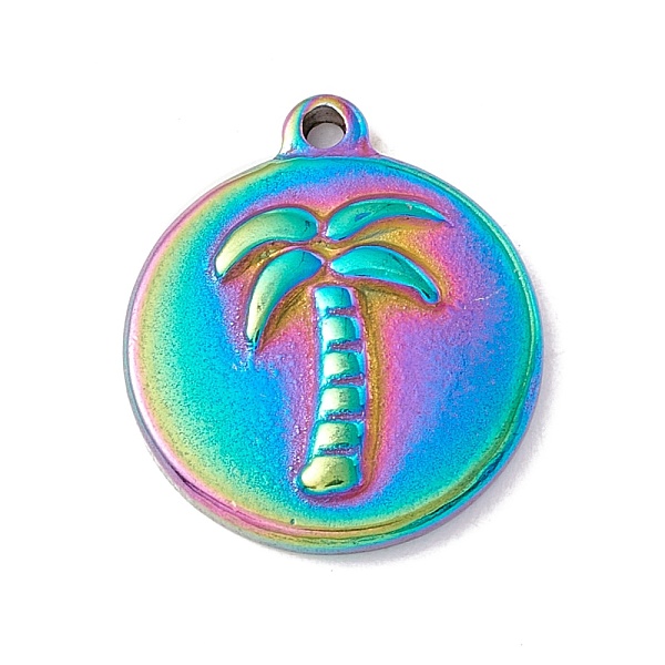 PandaHall Ion Plating(IP) 304 Stainless Steel Pendants, Flat Round with Coconut Tree, Rainbow Color, 16.5x14.5x2mm, Hole: 1.2mm 304... 
PandaHall Ion Plating(IP) 304 Stainless Steel Pendants, Flat Round with Coconut Tree, Rainbow Color, 16.5x14.5x2mm, Hole: 1.2mm 304...