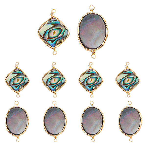 PandaHall DICOSMETIC 8Pcs 2 Styles Natural Shell and Paua Shell Connector Charms, Oval & Rhombus Links, with Brass Wire Wrapped, Real 14K...
PandaHall DICOSMETIC 8Pcs 2 Styles Natural Shell and Paua Shell Connector Charms, Oval & Rhombus Links, with Brass Wire Wrapped, Real 14K...