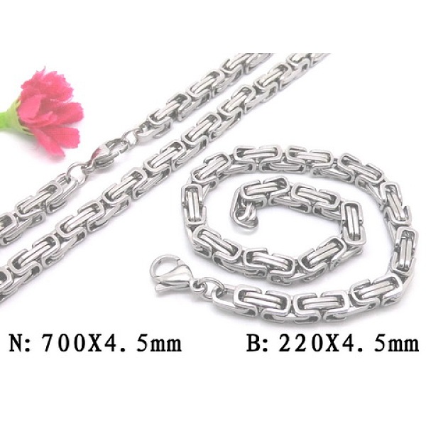 PandaHall 201 Stainless Steel Byzantine Chain Bracelet & Necklace Jewelry Sets, 220x4.5x4mm, 27.56 inch 201 Stainless Steel
PandaHall 201 Stainless Steel Byzantine Chain Bracelet & Necklace Jewelry Sets, 220x4.5x4mm, 27.56 inch 201 Stainless Steel