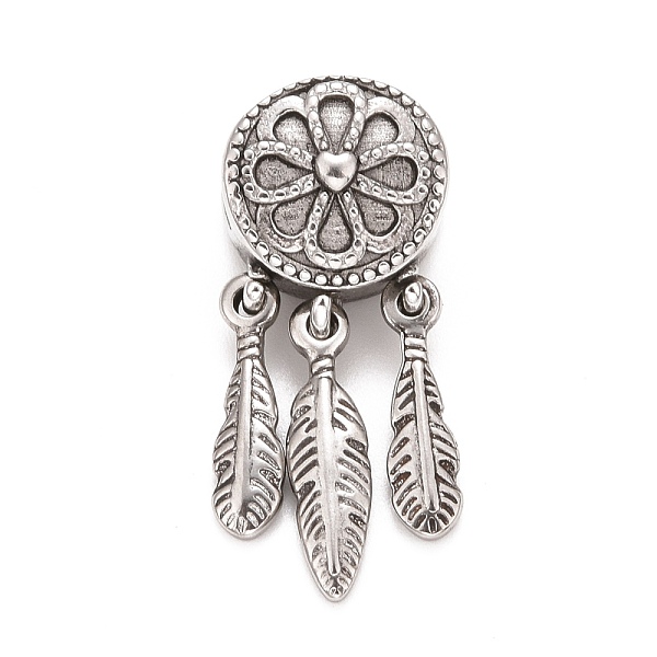 PandaHall 304 Stainless Steel European Beads, Large Hole Beads, Woven Net/Web with Feather, Antique Silver, 27x11x9mm, Hole: 4.5mm 304...
PandaHall 304 Stainless Steel European Beads, Large Hole Beads, Woven Net/Web with Feather, Antique Silver, 27x11x9mm, Hole: 4.5mm 304...