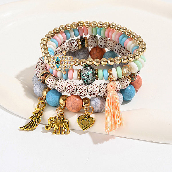 PandaHall 4Pcs 4 Style Plastic Beaded Stretch Bracelet Sets, Hamsa Hand & Elephant & Heart Alloy Charms Stackable Bracelets, Mixed Color..., Multicolor
PandaHall 4Pcs 4 Style Plastic Beaded Stretch Bracelet Sets, Hamsa Hand & Elephant & Heart Alloy Charms Stackable Bracelets, Mixed Color..., Multicolor