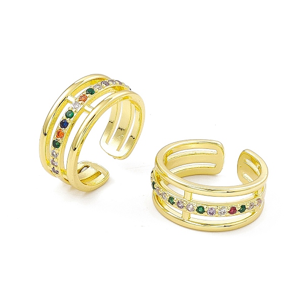 PandaHall Colorful Cubic Zirconia Triple Line Open Cuff Ring, Rack Plating Brass Jewelry for Women, Cadmium Free & Lead Free, Real 18K Gold...
PandaHall Colorful Cubic Zirconia Triple Line Open Cuff Ring, Rack Plating Brass Jewelry for Women, Cadmium Free & Lead Free, Real 18K Gold...