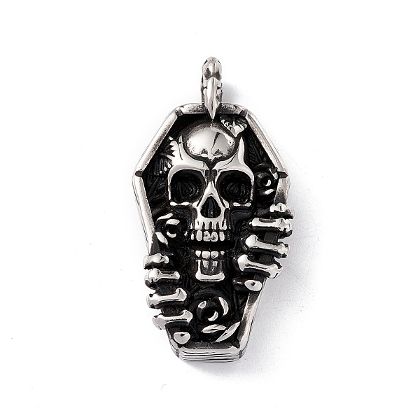 PandaHall 304 Stainless Steel Manual Polishing Pendants, Coffin with Skull Charms, Antique Silver, 45.5x24x10mm, Hole: 5mm 304 Stainless...
PandaHall 304 Stainless Steel Manual Polishing Pendants, Coffin with Skull Charms, Antique Silver, 45.5x24x10mm, Hole: 5mm 304 Stainless...