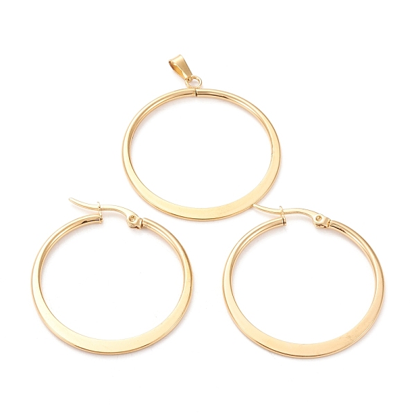 PandaHall 304 Stainless Steel Jewelry Sets, Hoop Earrings and Pendants, Flat Ring, Golden, Hoop Earrings: 35.5x33x2mm, Pin: 0.6x1mm, Pendant...
PandaHall 304 Stainless Steel Jewelry Sets, Hoop Earrings and Pendants, Flat Ring, Golden, Hoop Earrings: 35.5x33x2mm, Pin: 0.6x1mm, Pendant...