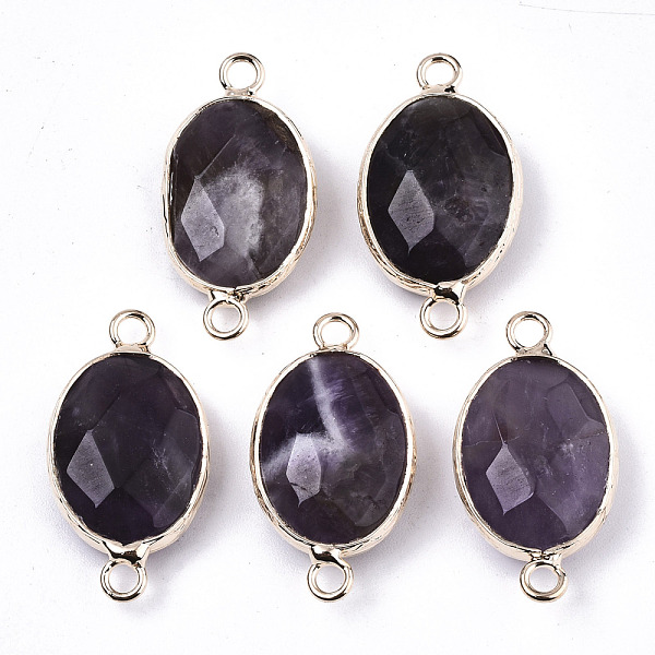 PandaHall Natural Amethyst Links Connectors, with Light Gold Tone Brass Findings, Oval, Faceted , 27.5x14.5x6mm, Hole: 2mm Amethyst Oval
PandaHall Natural Amethyst Links Connectors, with Light Gold Tone Brass Findings, Oval, Faceted , 27.5x14.5x6mm, Hole: 2mm Amethyst Oval