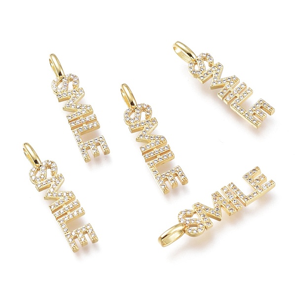 PandaHall Brass Micro Pave Clear Cubic Zirconia Pendants, Long-Lasting Plated, Word Smile, Golden, 29x6.5x5mm, Hole: 5.5x3mm Brass+Cubic...
PandaHall Brass Micro Pave Clear Cubic Zirconia Pendants, Long-Lasting Plated, Word Smile, Golden, 29x6.5x5mm, Hole: 5.5x3mm Brass+Cubic...