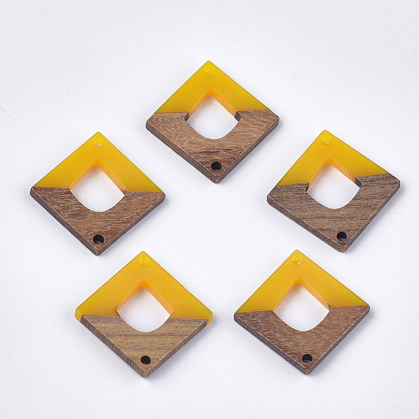 PandaHall Resin & Walnut Wood Links connectors, Rhombus, Gold, 27.5x27.5x3~3.5mm, Hole: 2mm Resin+Wood Rhombus Gold
PandaHall Resin & Walnut Wood Links connectors, Rhombus, Gold, 27.5x27.5x3~3.5mm, Hole: 2mm Resin+Wood Rhombus Gold