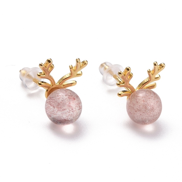 PandaHall 925 Sterling Silver Antlers Stud Earrings, Strawberry Quartz Crystal Round Beads Dainty Earrings, Golden, 12x9mm, Pin: 0.6mm...
PandaHall 925 Sterling Silver Antlers Stud Earrings, Strawberry Quartz Crystal Round Beads Dainty Earrings, Golden, 12x9mm, Pin: 0.6mm...