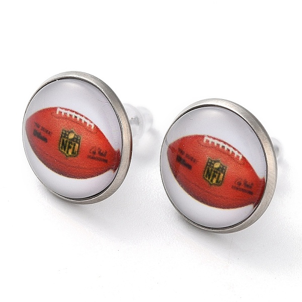 PandaHall Sport Balls Glass & 304 Stainless Steel Stud Earrings for Women, Stainless Steel Color, Rugby, 15.5mm 304 Stainless Steel Rugby
PandaHall Sport Balls Glass & 304 Stainless Steel Stud Earrings for Women, Stainless Steel Color, Rugby, 15.5mm 304 Stainless Steel Rugby