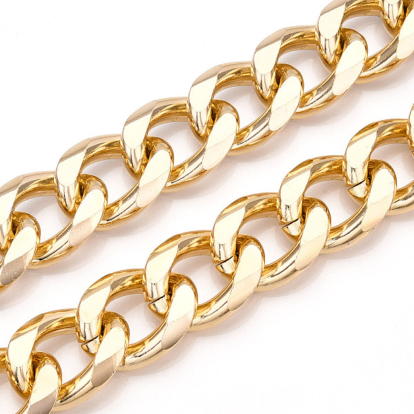 PandaHall Aluminum Curb Chains, Diamond Cut Cuban Link Chains, Unwelded, Light Gold, 28.5x22x6mm Aluminum
PandaHall Aluminum Curb Chains, Diamond Cut Cuban Link Chains, Unwelded, Light Gold, 28.5x22x6mm Aluminum