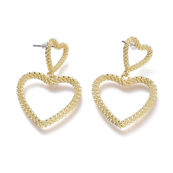PandaHall Brass Dangle Stud Earrings, with 304 Stainless Steel Pins and Plastic Ear Nuts, Textured Heart, Real 18K Gold Plated, 38mm, Pin...
PandaHall Brass Dangle Stud Earrings, with 304 Stainless Steel Pins and Plastic Ear Nuts, Textured Heart, Real 18K Gold Plated, 38mm, Pin...