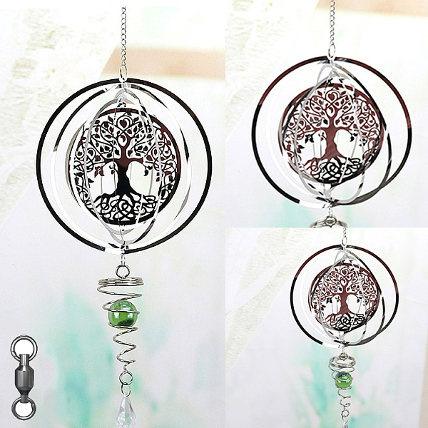 PandaHall Stainless Steel Wind Chines, Outdoor, Home Hanging Decoration with Yellow Green Glass Beads, Stainless Steel Color, Tree of Life...
PandaHall Stainless Steel Wind Chines, Outdoor, Home Hanging Decoration with Yellow Green Glass Beads, Stainless Steel Color, Tree of Life...