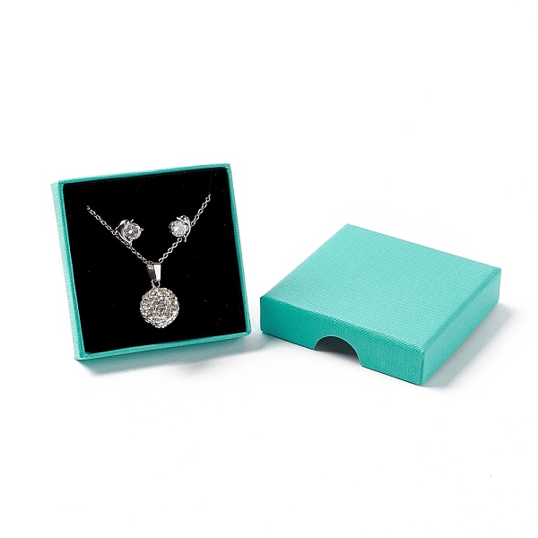 PandaHall Paper with Sponge Mat Necklace Boxes, Square, Turquoise, 7x7x1.65cm, Inner Diameter: 6.3x6.3x1cm Paper Square Green
PandaHall Paper with Sponge Mat Necklace Boxes, Square, Turquoise, 7x7x1.65cm, Inner Diameter: 6.3x6.3x1cm Paper Square Green
