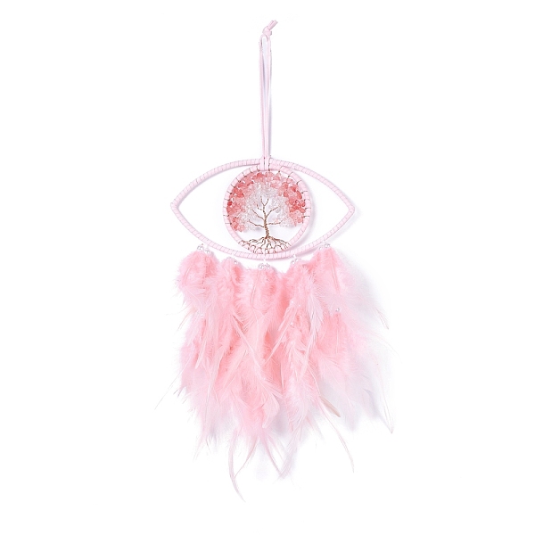 PandaHall Handmade Evil Eye Woven Net/Web with Feather Wall Hanging Decoration, with Plastic Beads & Synthetic Cherry Quartz Glass Chip, for..., Pink
PandaHall Handmade Evil Eye Woven Net/Web with Feather Wall Hanging Decoration, with Plastic Beads & Synthetic Cherry Quartz Glass Chip, for..., Pink