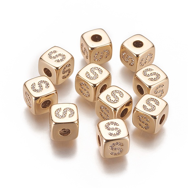 PandaHall Brass Micro Pave Cubic Zirconia Beads, Horizontal Hole, Real 18K Gold Plated, Long-Lasting Plated, Cube with Letter, Clear...
PandaHall Brass Micro Pave Cubic Zirconia Beads, Horizontal Hole, Real 18K Gold Plated, Long-Lasting Plated, Cube with Letter, Clear...