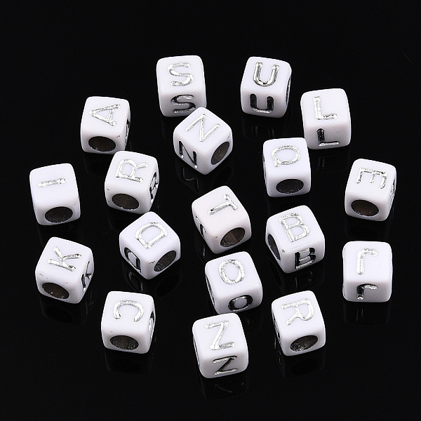 PandaHall Plating Acrylic Beads, Silver Metal Enlaced, Mixed Letters, Cube, Letter A~Z, 5.5~6x5.5~6x5.5~6mm, Hole: 3.5mm, about 3000pcs/500g...
PandaHall Plating Acrylic Beads, Silver Metal Enlaced, Mixed Letters, Cube, Letter A~Z, 5.5~6x5.5~6x5.5~6mm, Hole: 3.5mm, about 3000pcs/500g...