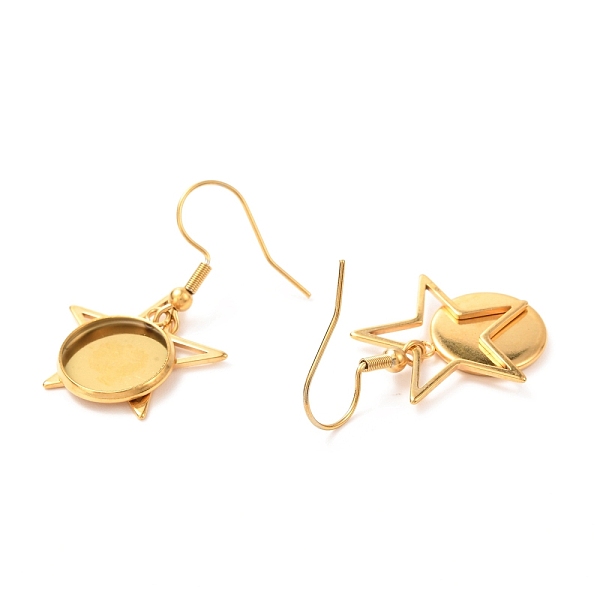 PandaHall 201 Stainless Steel Earring Hooks, with Flat Round Cabochon Settings, Star, Golden, Tray: 12mm, 37mm, 22 Gauge, Pin: 0.6mm 201...
PandaHall 201 Stainless Steel Earring Hooks, with Flat Round Cabochon Settings, Star, Golden, Tray: 12mm, 37mm, 22 Gauge, Pin: 0.6mm 201...