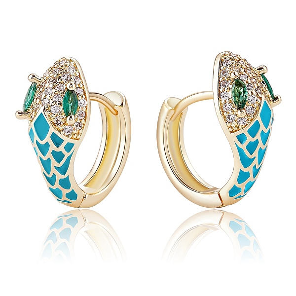 PandaHall Cubic Zirconia Snake Hoop Earrings with Enamel, Golden Brass Hinged Earrings for Women, Cadmium Free & Lead Free, Dodger Blue...
PandaHall Cubic Zirconia Snake Hoop Earrings with Enamel, Golden Brass Hinged Earrings for Women, Cadmium Free & Lead Free, Dodger Blue...