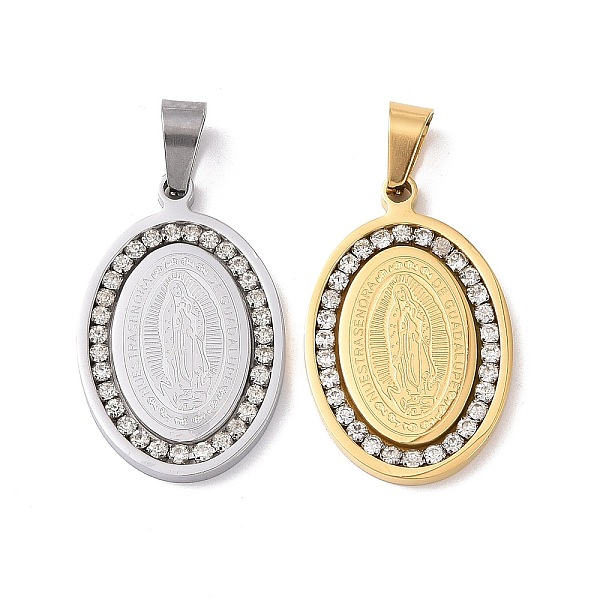 PandaHall 304 Stainless Steel Crystal Rhinestone Flat Oval with Virgin Mary Holy Pendants, Lady of Guadalupe Charms, Mixed Color, 34x22x3mm..., Clear
PandaHall 304 Stainless Steel Crystal Rhinestone Flat Oval with Virgin Mary Holy Pendants, Lady of Guadalupe Charms, Mixed Color, 34x22x3mm..., Clear
