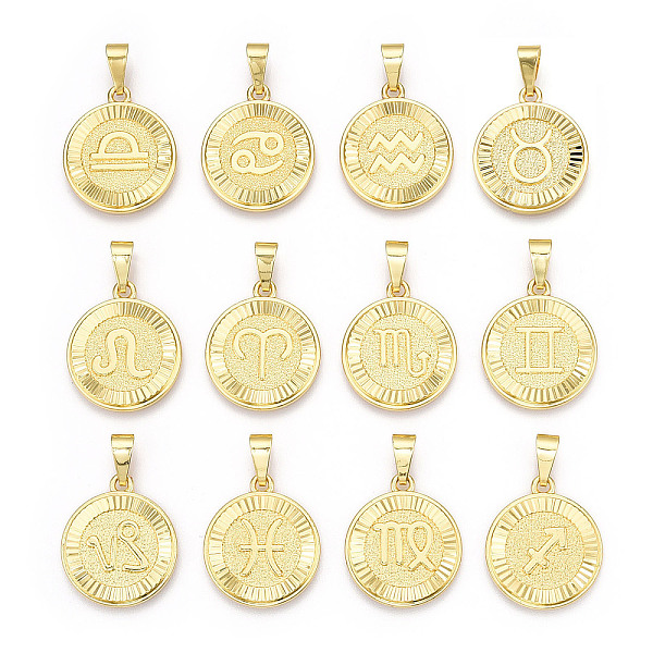 PandaHall Brass Pendants, Twelve Constellations, Flat Round, Real 18K Gold Plated, 24x20.5x2mm, Hole: 3.5mm Brass Flat Round
PandaHall Brass Pendants, Twelve Constellations, Flat Round, Real 18K Gold Plated, 24x20.5x2mm, Hole: 3.5mm Brass Flat Round