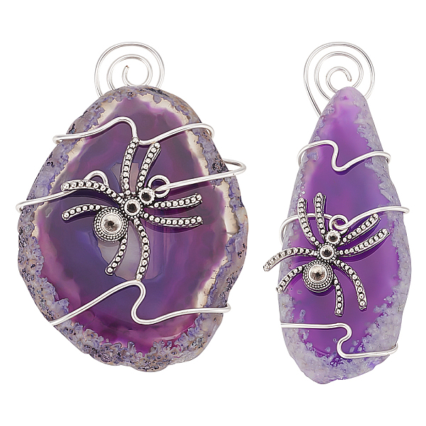 PandaHall Copper Wire Wrapped Natural Raw Rough Agate Nuggets Big Pendants, Dyed & Heated, with Alloy Spider Pendant Rhinestone Settings...
PandaHall Copper Wire Wrapped Natural Raw Rough Agate Nuggets Big Pendants, Dyed & Heated, with Alloy Spider Pendant Rhinestone Settings...