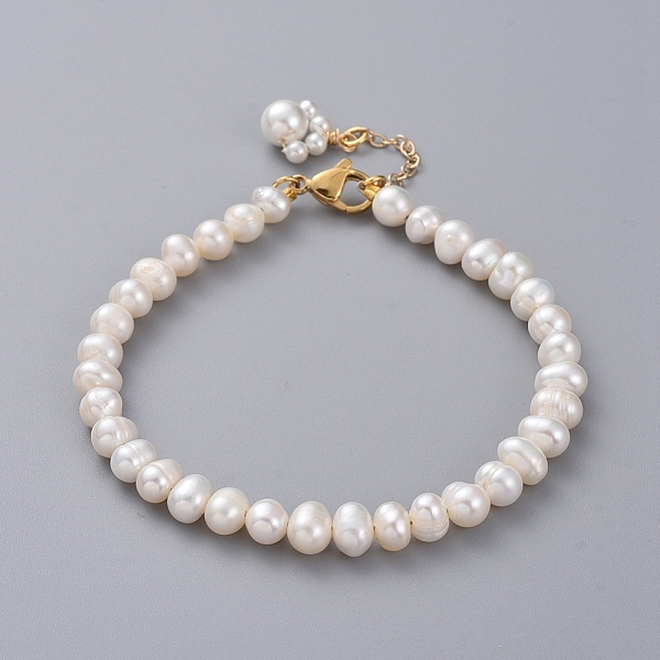 PandaHall Natural Cultured Freshwater Pearl Beaded Bracelets, with Shell Pearl Beads, Golden Plated 304 Stainless Steel Lobster Claw Clasps..., White
PandaHall Natural Cultured Freshwater Pearl Beaded Bracelets, with Shell Pearl Beads, Golden Plated 304 Stainless Steel Lobster Claw Clasps..., White