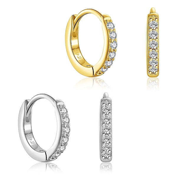 PandaHall 2Pair 2 Color 925 Sterling Silver Small Huggie Hoop Earrings, Hypoallergenic Earrings, Cubic Zirconia Hoop Earrings for Her..., Clear
PandaHall 2Pair 2 Color 925 Sterling Silver Small Huggie Hoop Earrings, Hypoallergenic Earrings, Cubic Zirconia Hoop Earrings for Her..., Clear
