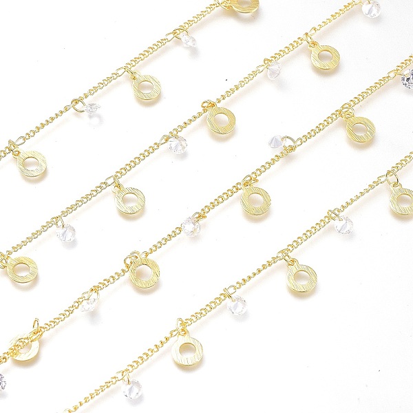 PandaHall Brass Curb Chains, with Clear Cubic Zirconia and Flat Round Charms, Soldered, Long-Lasting Plated, with Spool, Golden, Link...
PandaHall Brass Curb Chains, with Clear Cubic Zirconia and Flat Round Charms, Soldered, Long-Lasting Plated, with Spool, Golden, Link...