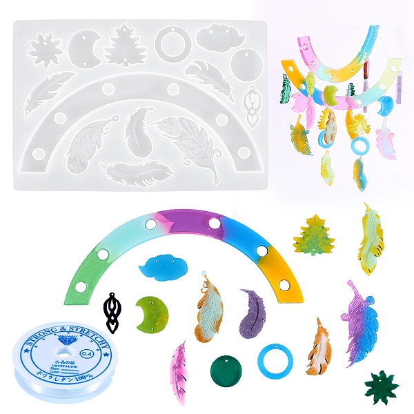 PandaHall DIY Wind Chime Making Kits, including Moon/Feather/Tree Pendant Silicone Molds, Elastic Crystal Thread, White, 140x210x9mm...
PandaHall DIY Wind Chime Making Kits, including Moon/Feather/Tree Pendant Silicone Molds, Elastic Crystal Thread, White, 140x210x9mm...