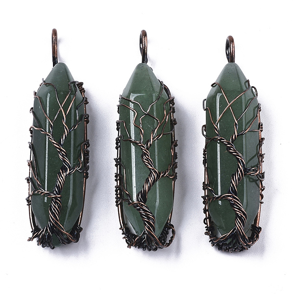 PandaHall Natural Green Aventurine Big Wire Wrapped Pendants, with Brass Wires, prismatic with Tree of Life, Red Copper, 48~62x14~17x13~18mm...
PandaHall Natural Green Aventurine Big Wire Wrapped Pendants, with Brass Wires, prismatic with Tree of Life, Red Copper, 48~62x14~17x13~18mm...