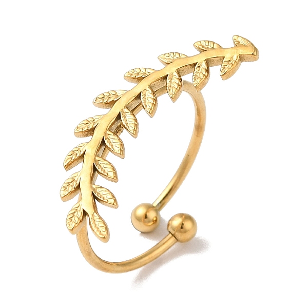 PandaHall Ion Plating(IP) 304 Stainless Steel Leafy BranchOpen Cuff Rings for Women, Golden, 11x26mm 304 Stainless Steel Leaf
PandaHall Ion Plating(IP) 304 Stainless Steel Leafy BranchOpen Cuff Rings for Women, Golden, 11x26mm 304 Stainless Steel Leaf