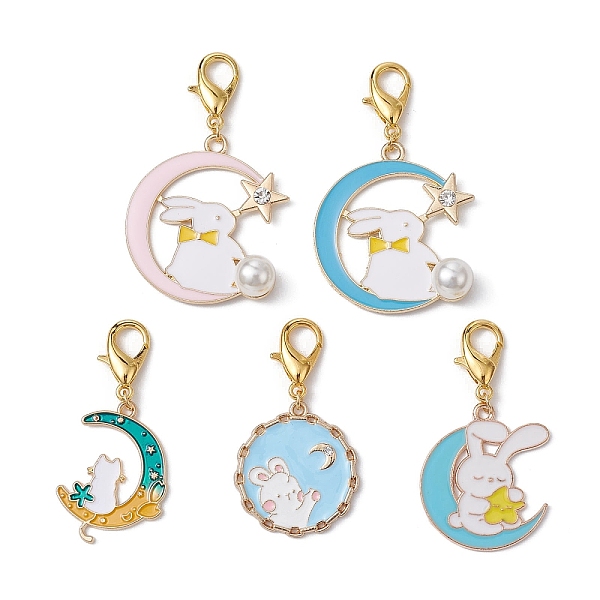 PandaHall Alloy Enamel Pendant Decorations, with Zinc Alloy Lobster Claw Clasps, Moon/Flat Round with Rabbit, Mixed Color, 43.5~50mm..., Multicolor
PandaHall Alloy Enamel Pendant Decorations, with Zinc Alloy Lobster Claw Clasps, Moon/Flat Round with Rabbit, Mixed Color, 43.5~50mm..., Multicolor