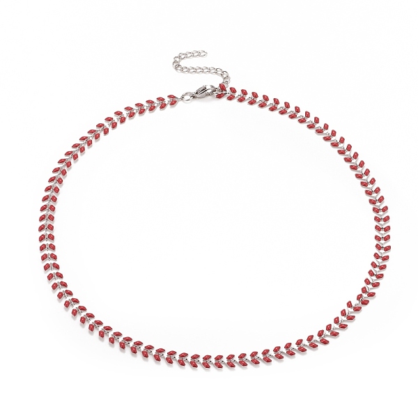 PandaHall Enamel Wheat Link Chain Necklace, 304 Stainless Steel Jewelry for Women, Stainless Steel Color, Dark Red, 16.5 inch(41.8cm) 304...
PandaHall Enamel Wheat Link Chain Necklace, 304 Stainless Steel Jewelry for Women, Stainless Steel Color, Dark Red, 16.5 inch(41.8cm) 304...