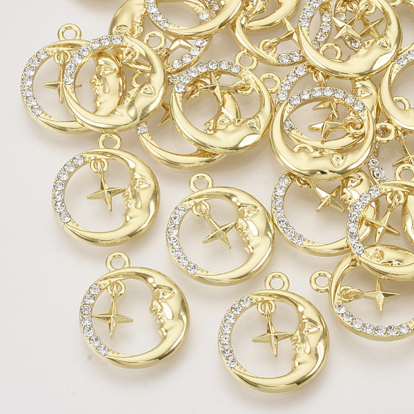 PandaHall Alloy Pendants, with Crystal Rhinestone, Flat Round with Star and Moon, Light Gold, 20x17x3mm, Hole: 1.8mm Alloy+Rhinestone Moon..., Clear
PandaHall Alloy Pendants, with Crystal Rhinestone, Flat Round with Star and Moon, Light Gold, 20x17x3mm, Hole: 1.8mm Alloy+Rhinestone Moon..., Clear
