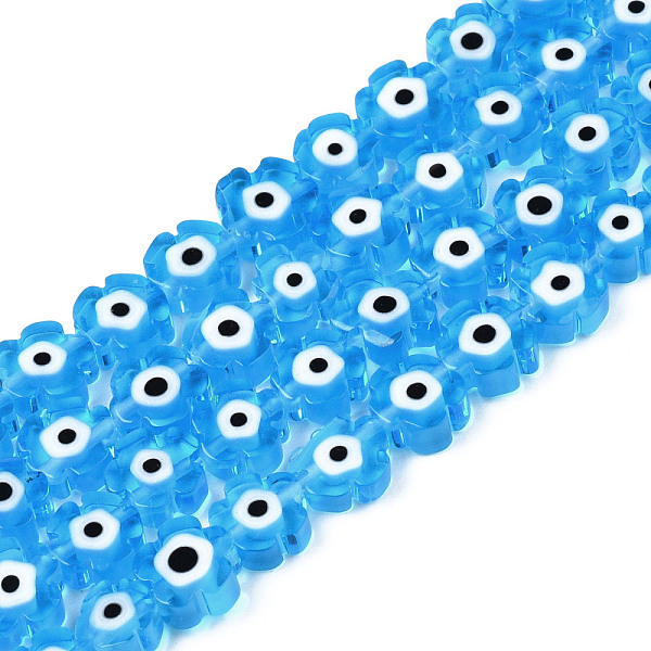 PandaHall Handmade Lampwork Beads Strands, Flower with Evil Eye, Deep Sky Blue, 6~7x6~7.5x3mm, Hole: 0.7mm, about 63~65pcs/strand, 15.75...
PandaHall Handmade Lampwork Beads Strands, Flower with Evil Eye, Deep Sky Blue, 6~7x6~7.5x3mm, Hole: 0.7mm, about 63~65pcs/strand, 15.75...