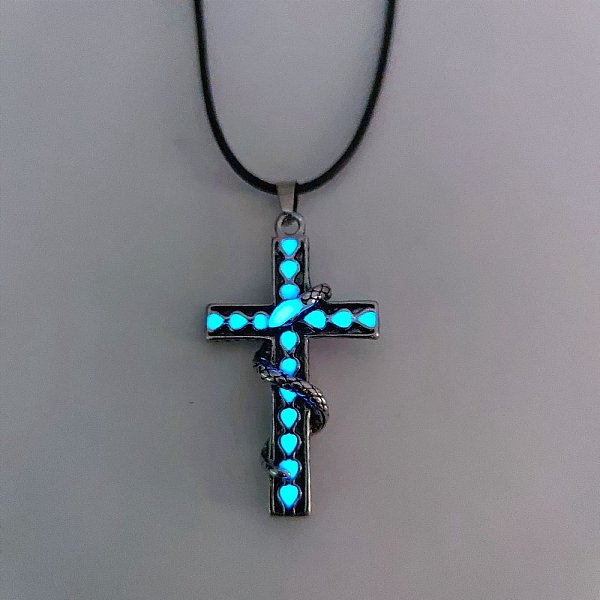 PandaHall Luminous Glow In The Dark Alloy Cross with Snake Pendant Necklace with Leather Cord, Blue, 24.41 inch(62cm) Alloy Blue
PandaHall Luminous Glow In The Dark Alloy Cross with Snake Pendant Necklace with Leather Cord, Blue, 24.41 inch(62cm) Alloy Blue