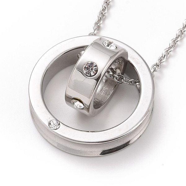 PandaHall Crystal Rhinestone Double Ring Pendant Necklace, 304 Stainless Steel Jewelry for Women, Stainless Steel Color, 17.64 inch(44.8cm)..., Clear
PandaHall Crystal Rhinestone Double Ring Pendant Necklace, 304 Stainless Steel Jewelry for Women, Stainless Steel Color, 17.64 inch(44.8cm)..., Clear