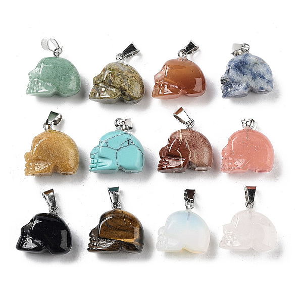 PandaHall Natural & Synthetic Mixed Gemstone Pendants, Halloween Skull Charms with Platinum Plated Iron Snap on Bails, 17~19x18.5~20x10~11mm...
PandaHall Natural & Synthetic Mixed Gemstone Pendants, Halloween Skull Charms with Platinum Plated Iron Snap on Bails, 17~19x18.5~20x10~11mm...