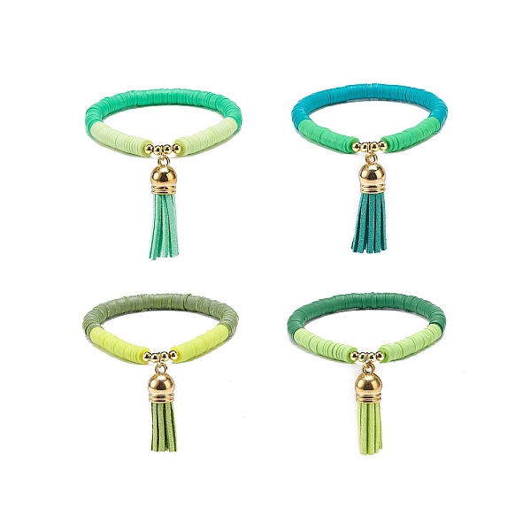 PandaHall Handmade Polymer Clay Heishi Stretch Bracelet Sets, Faux Suede Tassel Charm Bracelets for Women, Green, Inner Diameter: 2 inch...
PandaHall Handmade Polymer Clay Heishi Stretch Bracelet Sets, Faux Suede Tassel Charm Bracelets for Women, Green, Inner Diameter: 2 inch...